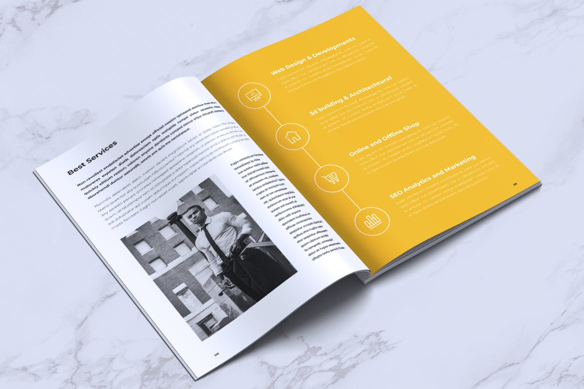 高逼格企业画册/产品服务目录INDD设计模板 INFORM Company Profile Brochure插图(4)