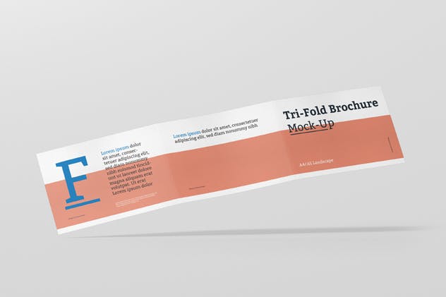 三折页横向多尺寸小册子样机 Tri-Fold Brochure Mockup – Din A4 A5 A6 Landscape插图(5)