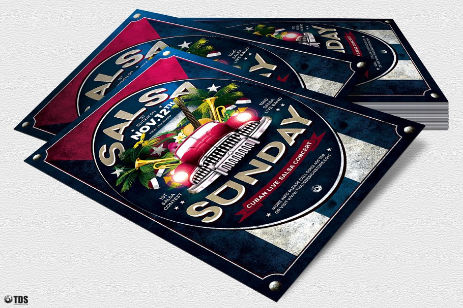 古巴萨尔萨舞曲现场活动海报传单模板v2 Cuban Live Salsa Flyer PSD V2插图(3)