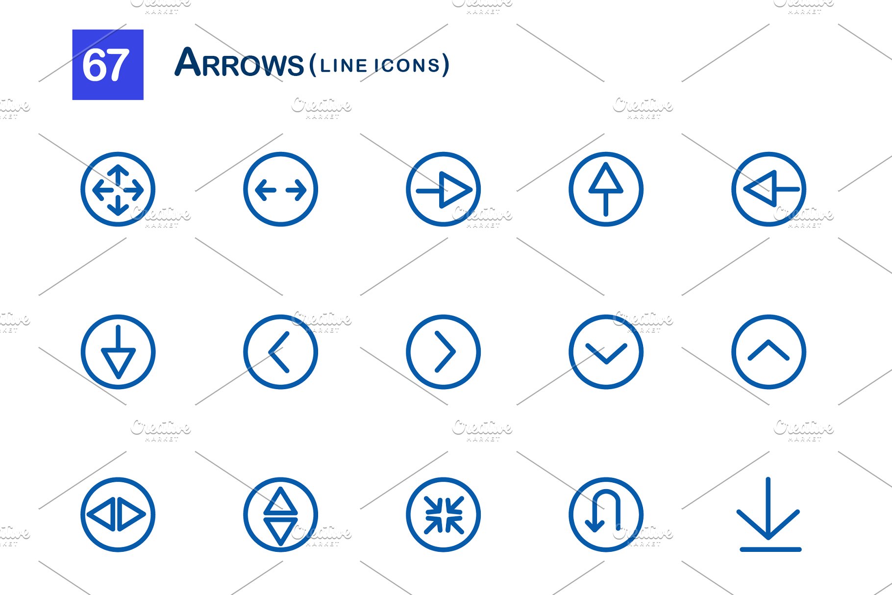 67枚箭头图形线条图标 67 Arrows Line Icons插图(1)