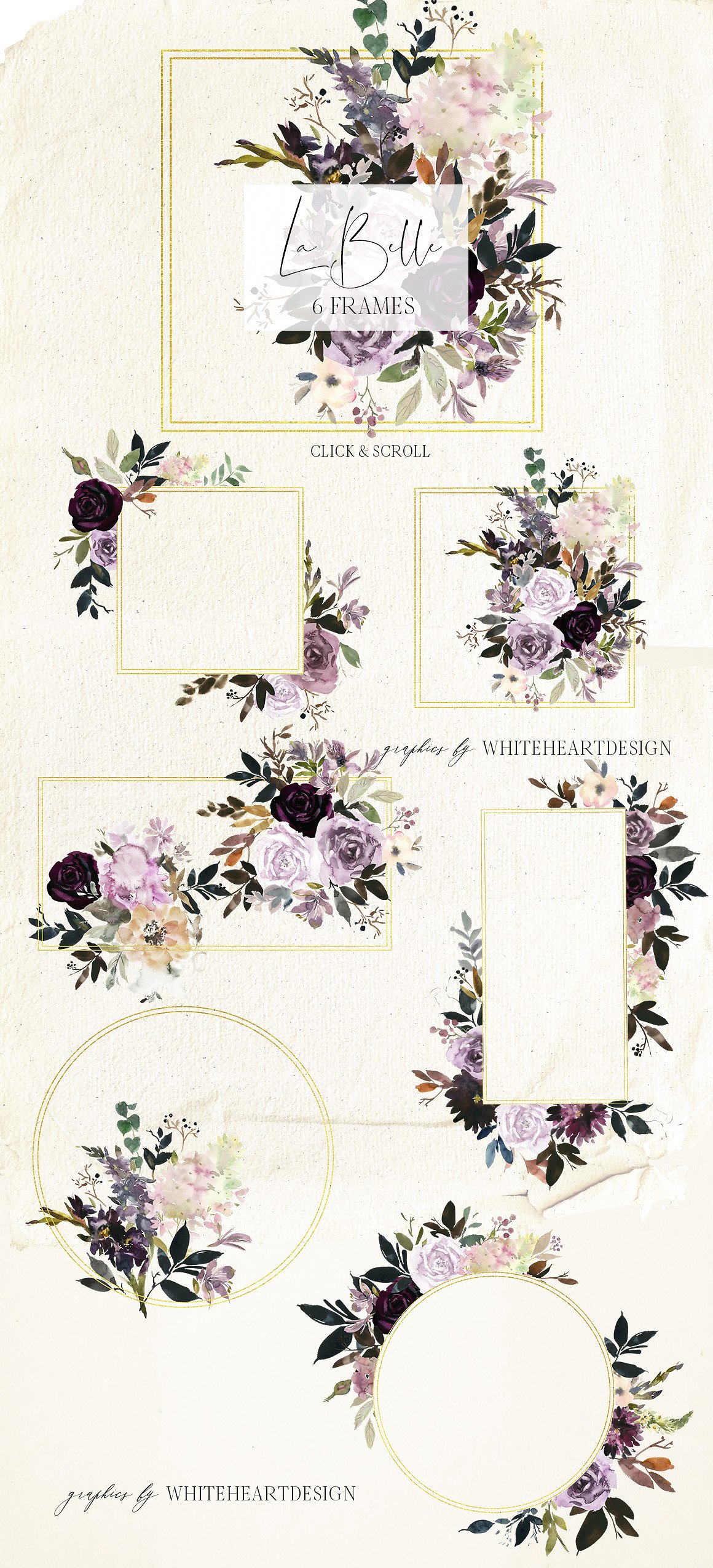 魅力水彩花卉剪贴画 La Belle Watercolor Floral Clipart插图
