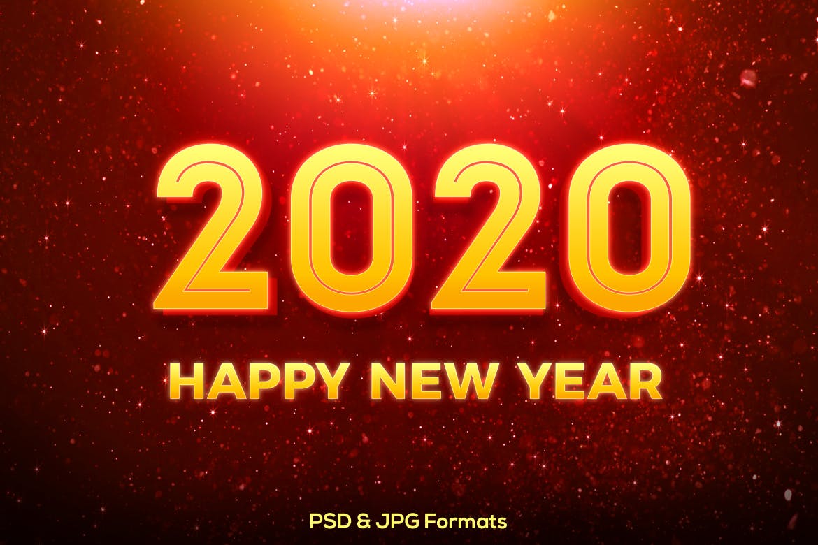 新年立体金色渐变色效果字体样式PSD分层模板v3 New Year 2020 V3插图(1)