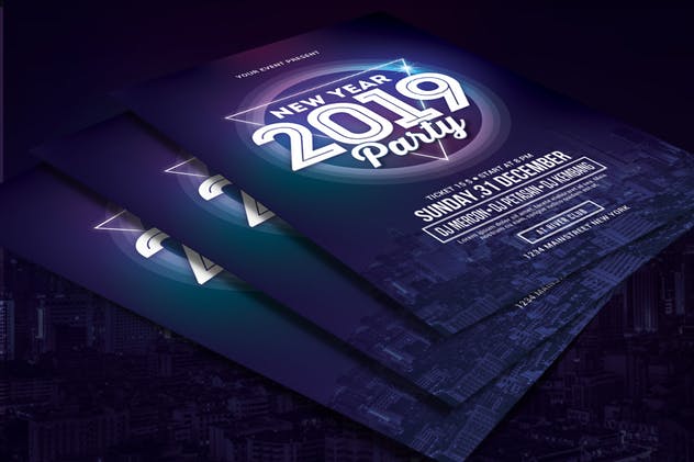 2019年跨年主题活动年会海报设计模板 New Year Party 2019插图(3)