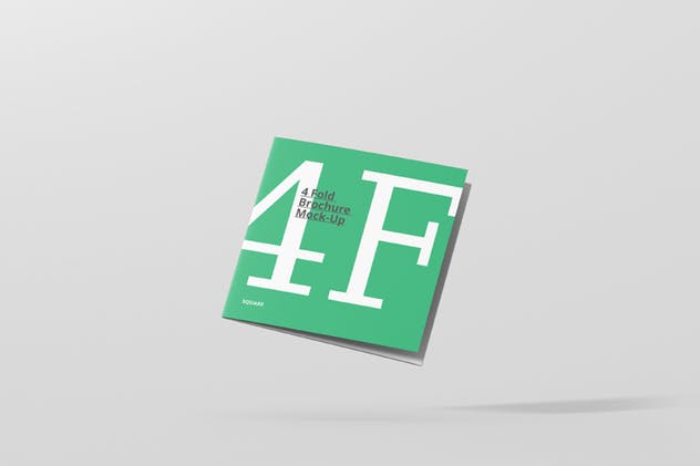方形四折页宣传册传单样机模板 4-Fold Brochure Mockup – Square插图(2)