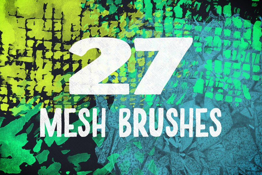 网孔/网眼/网状图案纹理PS笔刷v1 Mesh Brush Pack Volume 1插图