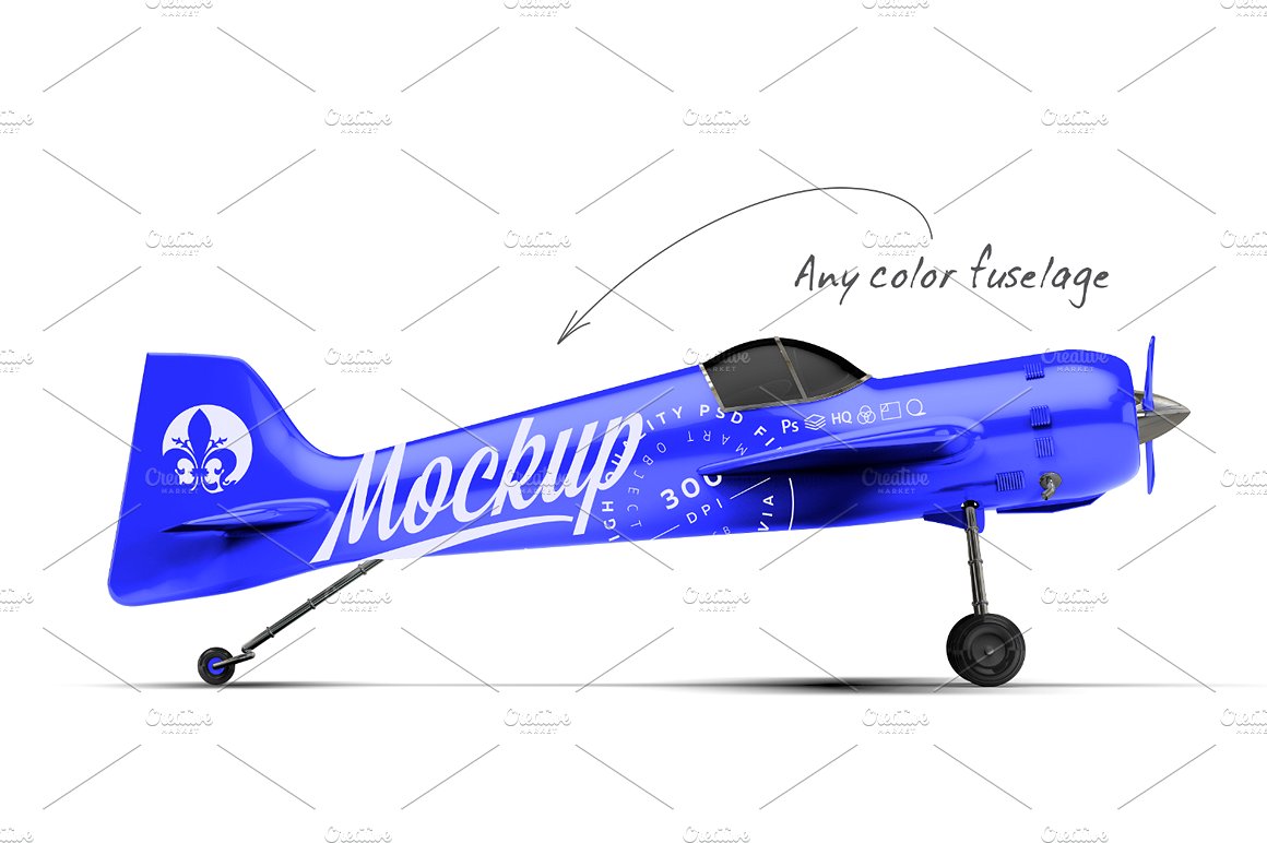 金色怀旧特技飞机机身花纹设计展示模型插图(4)