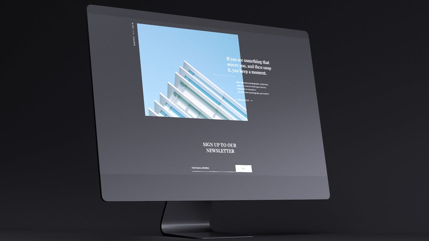 网站UI设计效果图预览黑色iMac电脑样机模板 Dark iMac Mockup插图(5)