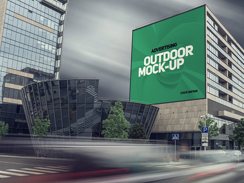 楼体大型灯箱/视频广告牌效果样机模板 Animated Outdoor Advertising Mockup插图(7)