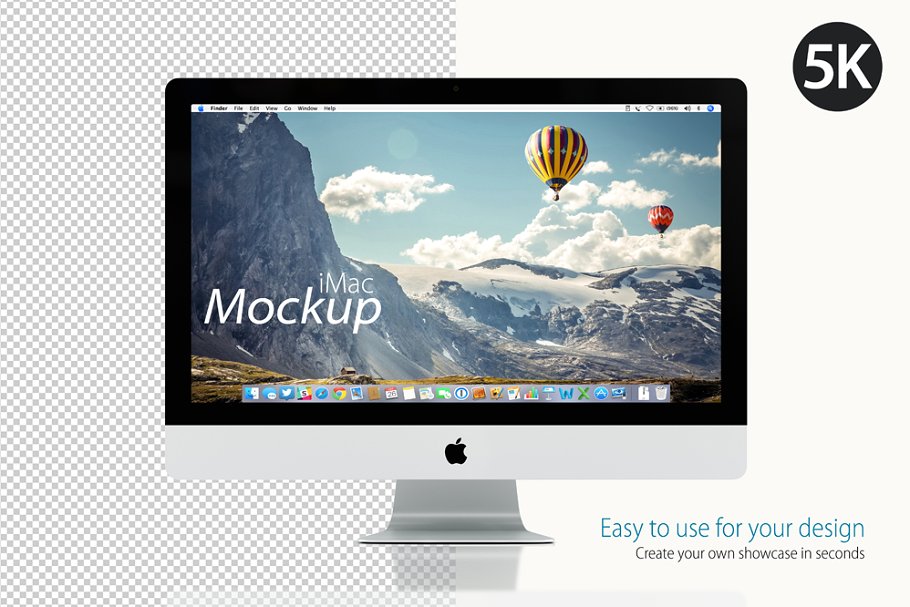 iMac苹果一体机桌面设计展示样机 Apple iMac Mockup on white插图