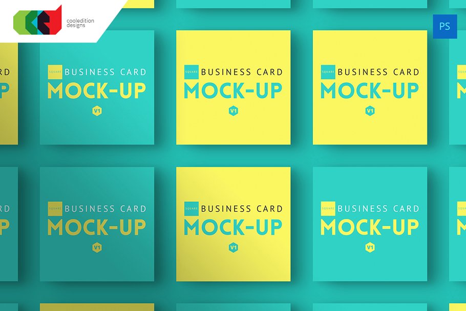方形企业名片卡片样机v1 Square – Business Card Mock-Up V1插图(2)