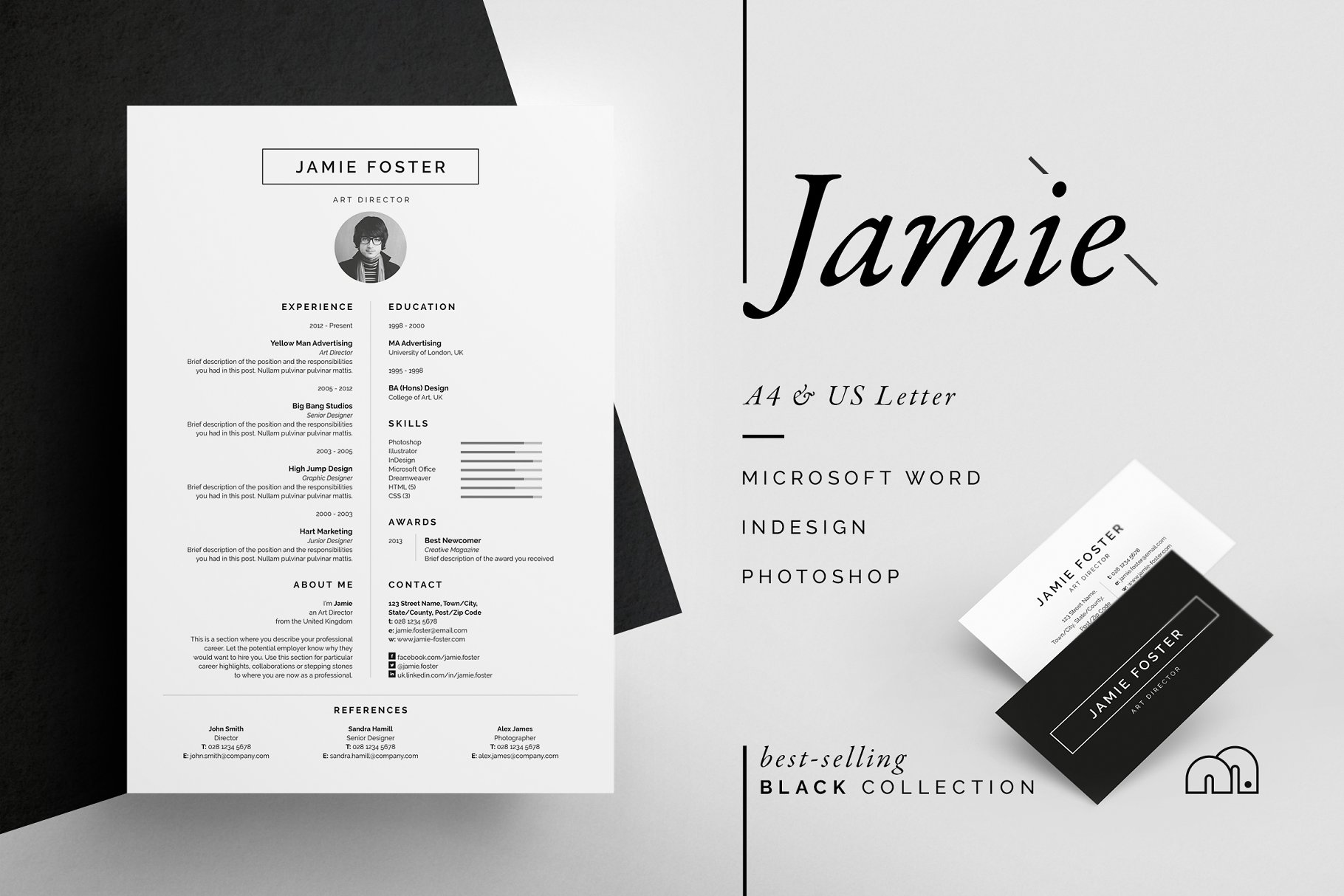 简约对称简历设计模板 Jamie – Resume/CV插图