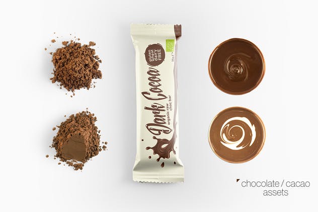 巧克力棒包装样机模板 Chocolate Bar Packaging Mockup插图(2)