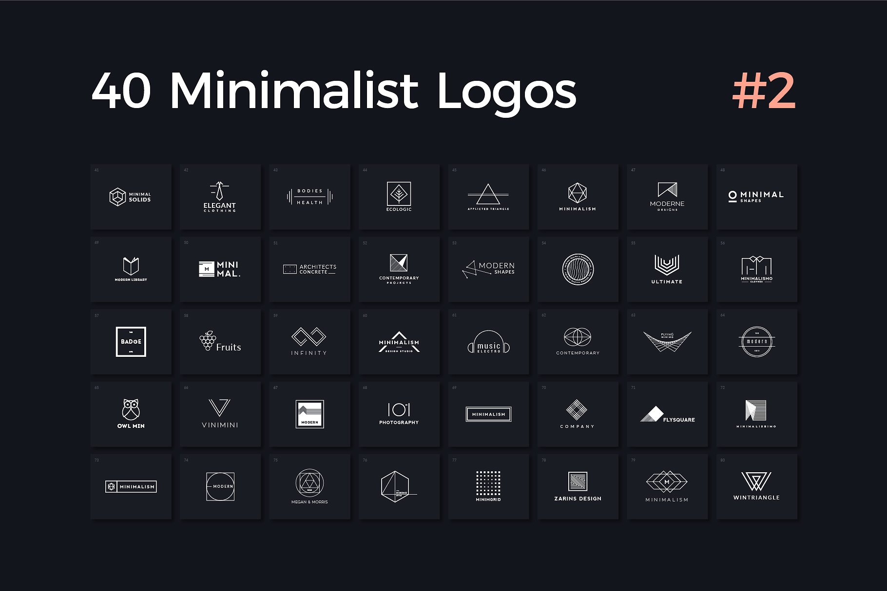 40款多用途的极简标志Logo模板V.2 40 Minimalist Logos Vol. 2插图