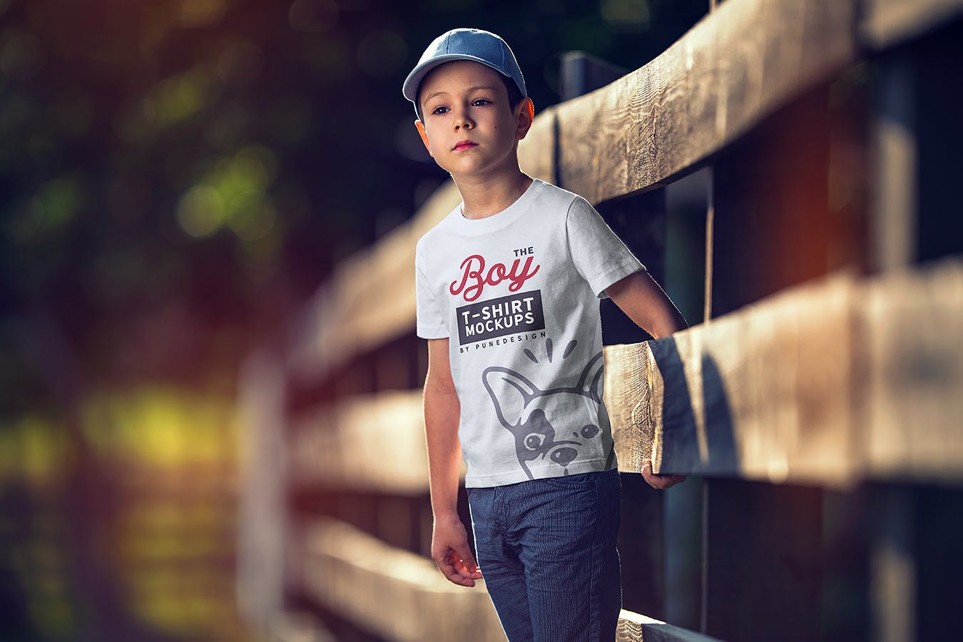 男童T恤胸前印花图案设计预览样机模板v1 Boy T-Shirt Mock-Up Set插图(3)