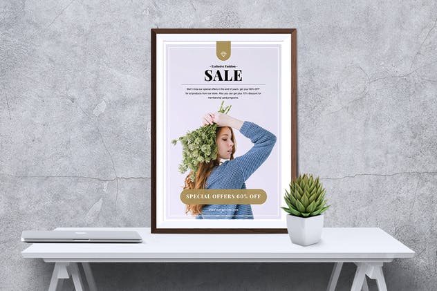 简约风时尚品牌促销活动广告海报传单设计模板 Minimal Fashion Sale Flyer插图(2)