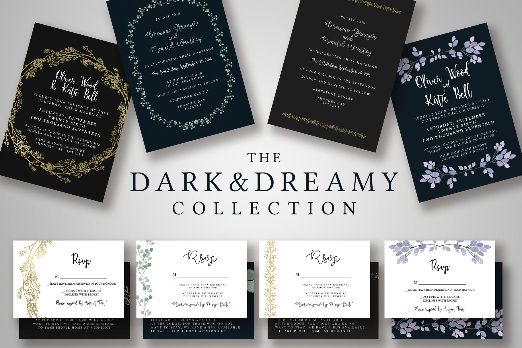 黑暗梦幻婚礼邀请函套装 Dark & Dreamy Invitation Collection插图