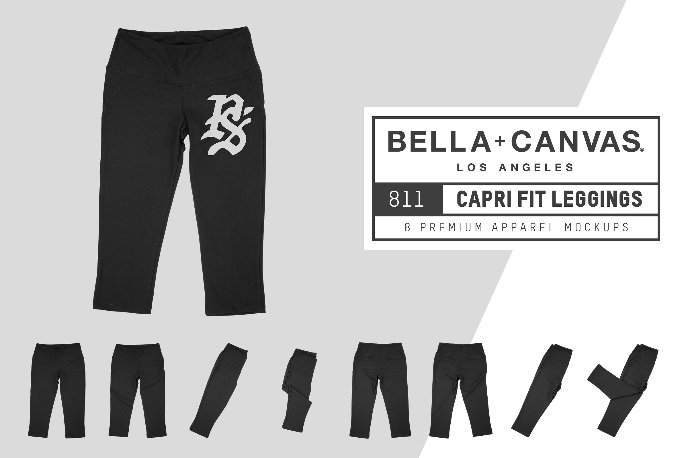 帆布紧身裤服装样机 Bella Canvas 811 Capri Fit Leggings插图