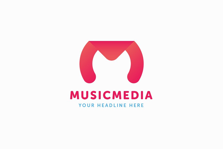 创意字母Logo模板系列之字母M-音乐主题Logo模板 Music Media M Letter Logo Template插图