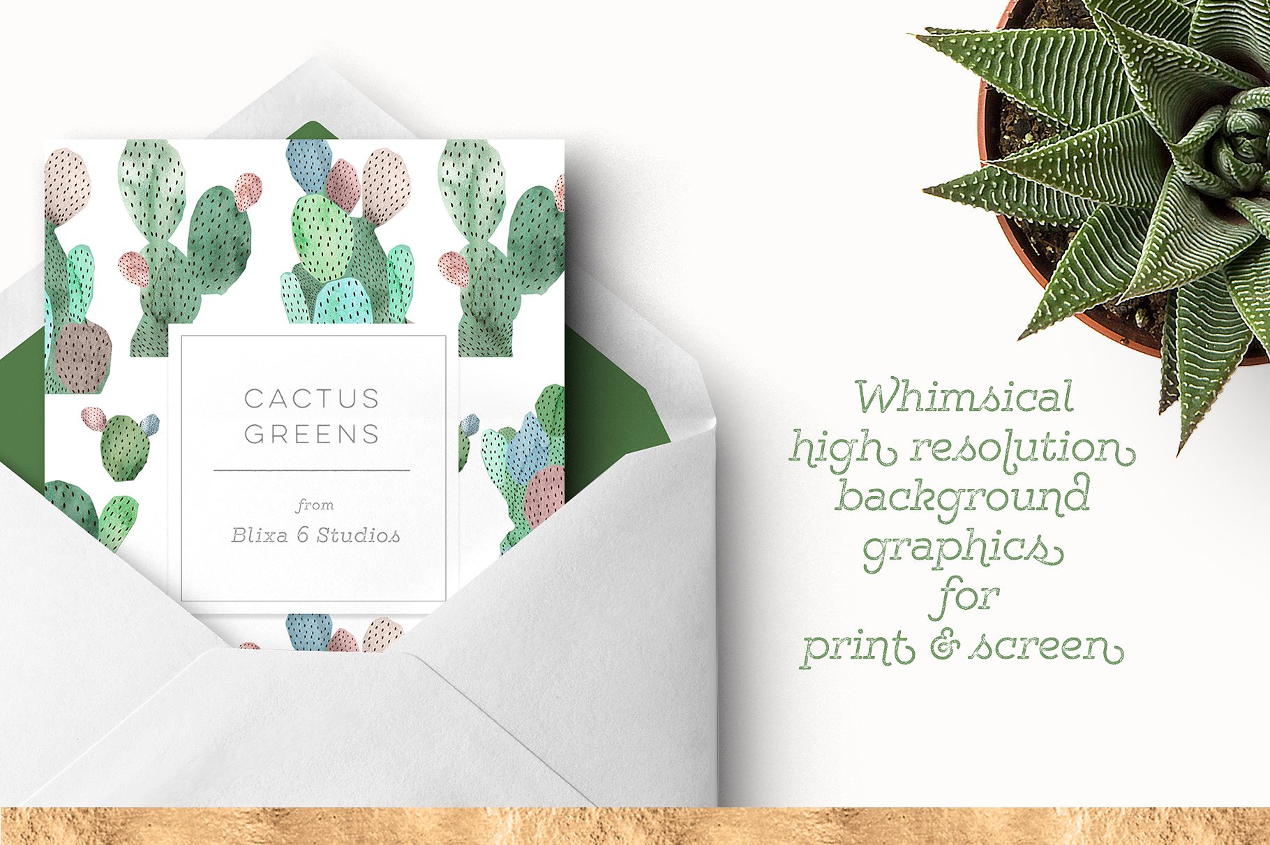绿色水彩图案纹理合集 Cactus Greens Watercolor Graphics插图(1)
