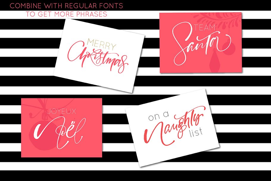 圣诞节主题装饰字母＆剪贴画 Chic Christmas Lettering & Clipart插图(7)