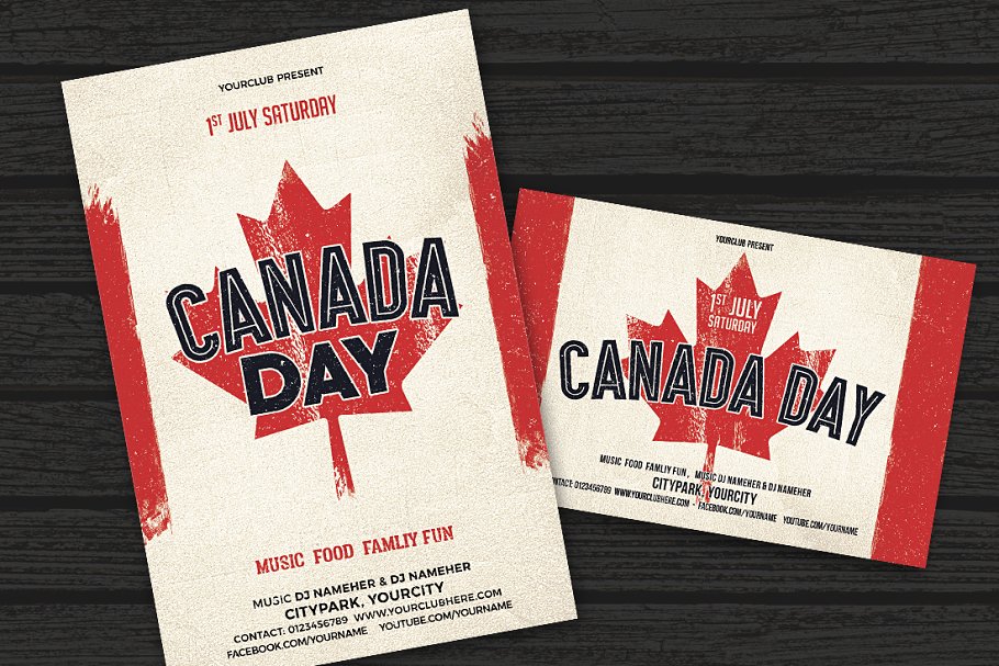 加拿大日宣传单模板 Canada Day Flyers插图(1)