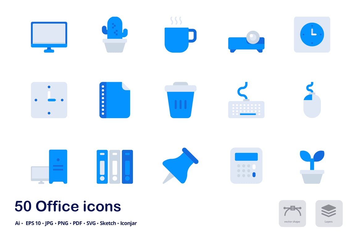 办公主题双色调扁平化矢量图标 Office Accent Duo Tone Flat Icons插图(1)