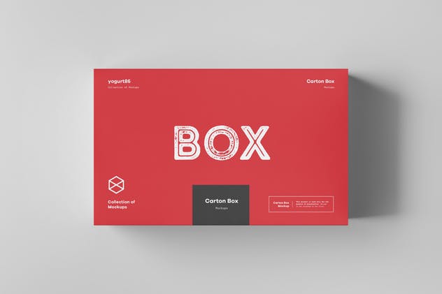 纸箱礼品包装箱样机模板 Carton Box Mock-up 23x14x8 & Wrapper插图(4)