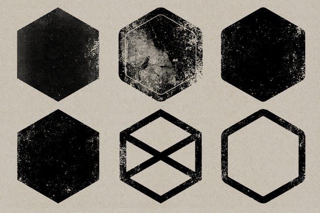 创意半色调做旧风格六角形矢量纹理素材 Hexagon Textures插图(1)