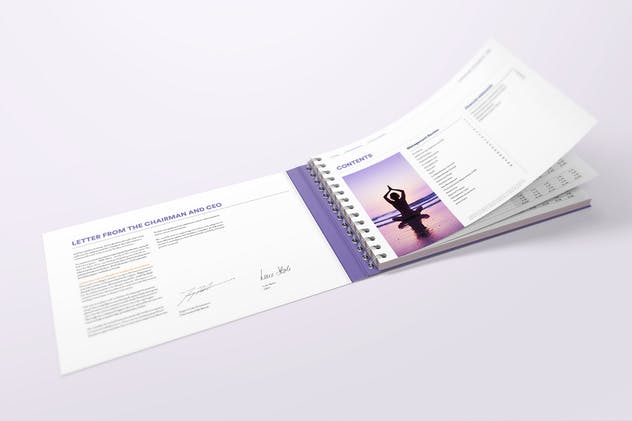 精装封面设计活页笔记本样机V2 Spiral Hardbound Book With Folder Cover Mockups 02插图(6)