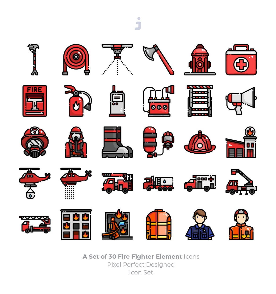 30枚消防员/消防主题矢量图标素材 30 Fire Fighter Icons插图(1)
