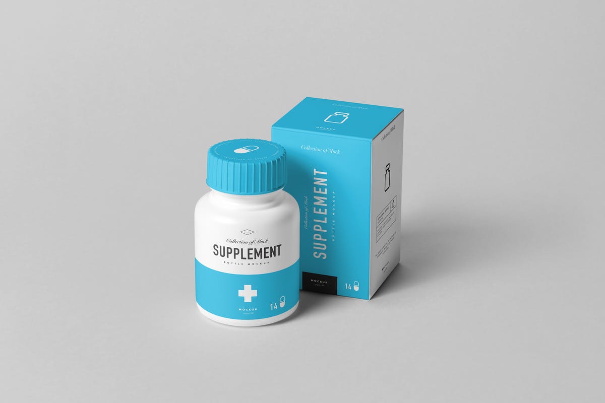 营养补充剂罐和药盒包装样机8 Supplement Jar & Box Mock-up 8插图
