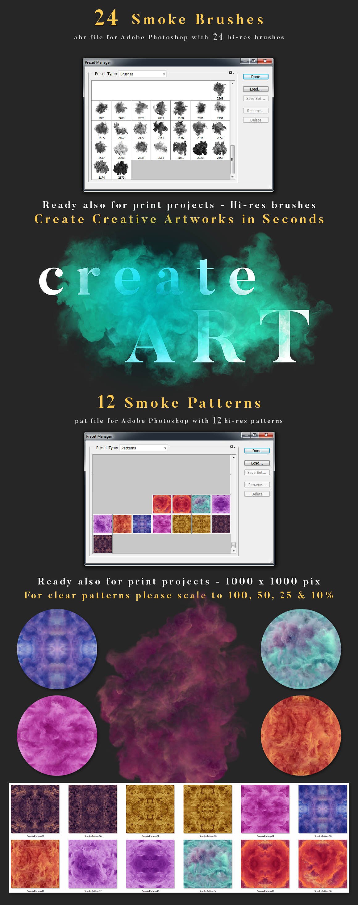 PS 彩色烟雾特效扩展包 Smoke Toolkit Extra（烟雾形状、笔刷、背景纹理）插图(5)