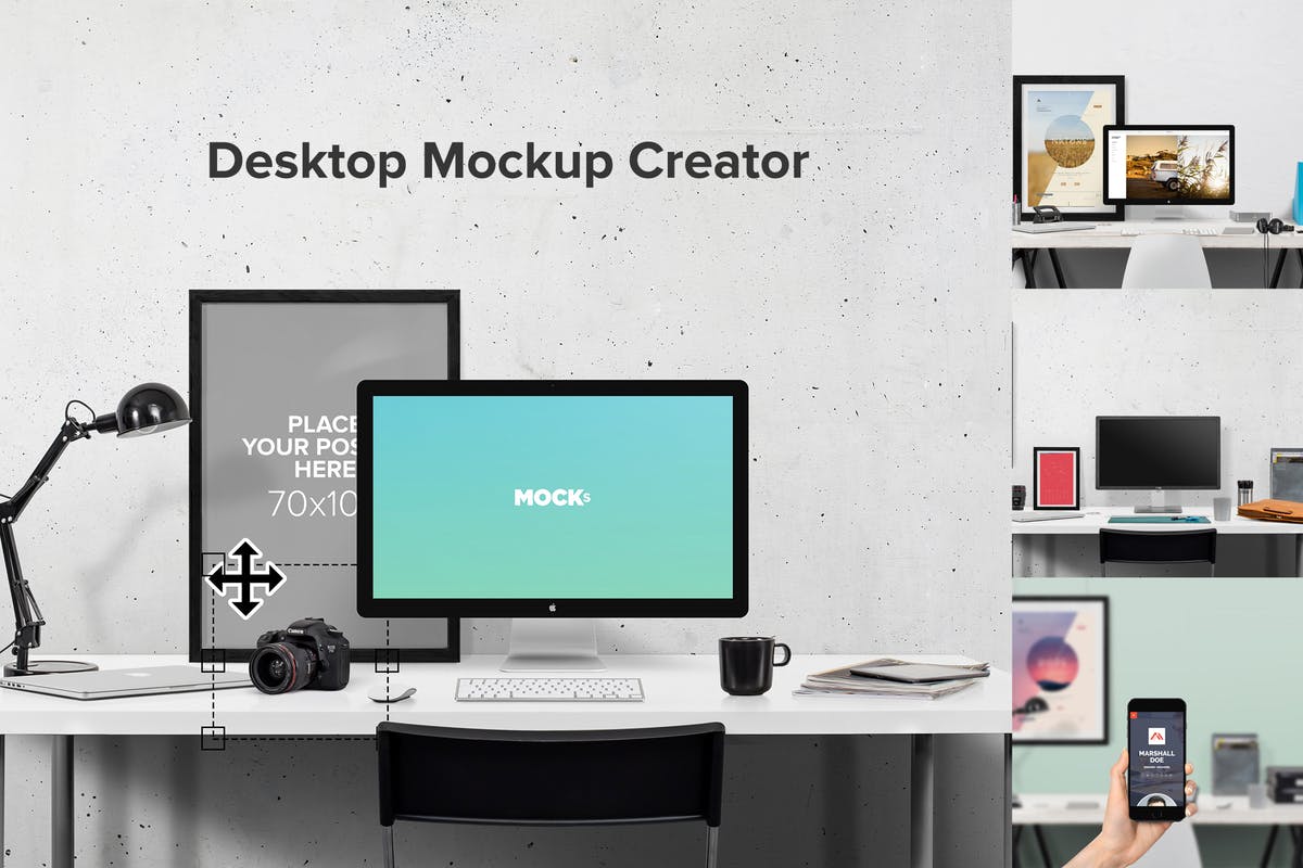 办公桌办公场景样机模板 Desktop Mockup Creator插图