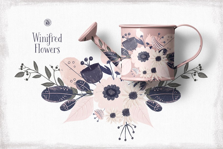 高清手绘水彩花卉剪贴画素材 Winifred Flowers插图(3)