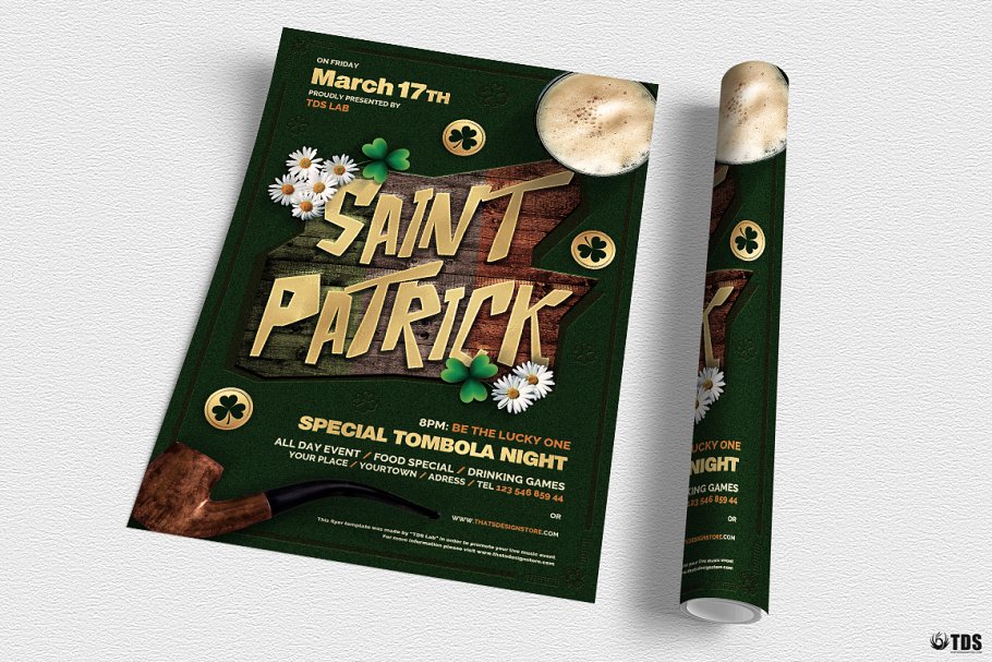 圣帕特里克节活动海报传单PSD模板v6 Saint Patricks Day Flyer PSD V6插图(2)