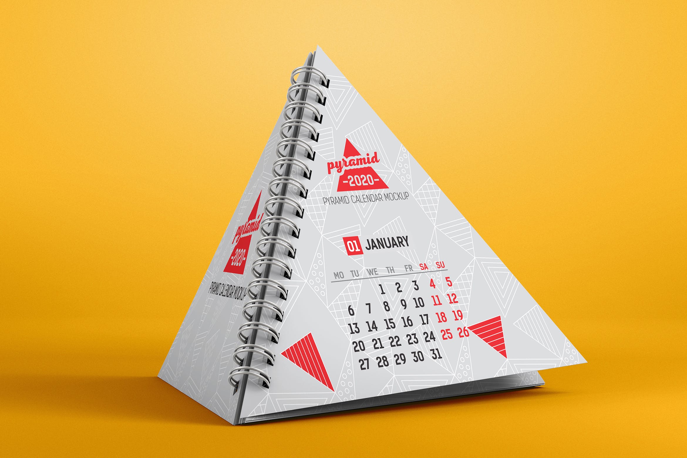 金字塔日历设计效果图样机PSD模板 Pyramid Calendar Mockup插图