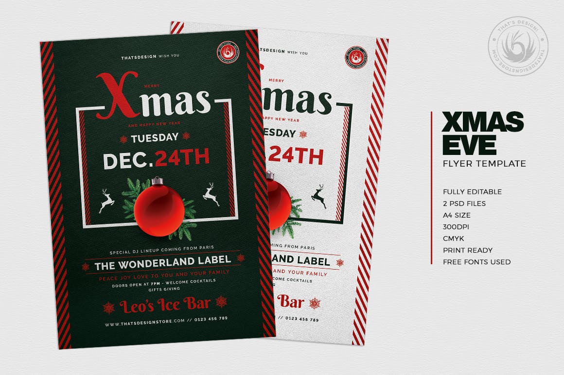 圣诞节平安夜活动主题海报传单设计模板v12 Christmas Eve Flyer Template V12插图(1)