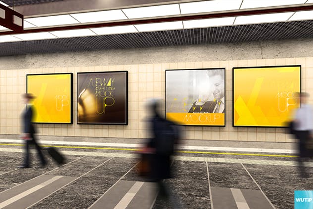 地铁海报广告牌灯箱广告牌样机模板 Subway Advertising Mockups插图(9)