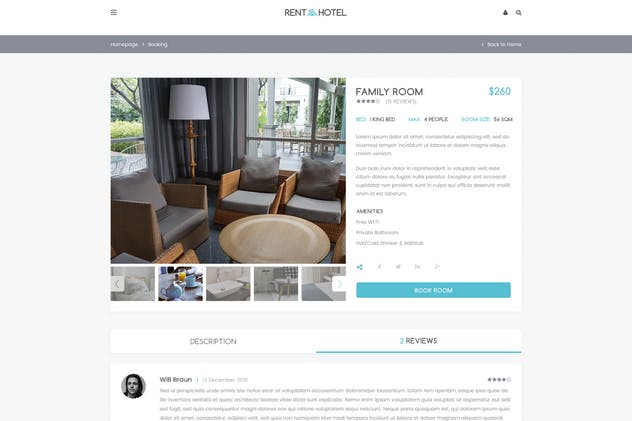 酒店在线预订系统网站PSD模板 Rent a Hotel – Booking Website PSD Template插图(9)