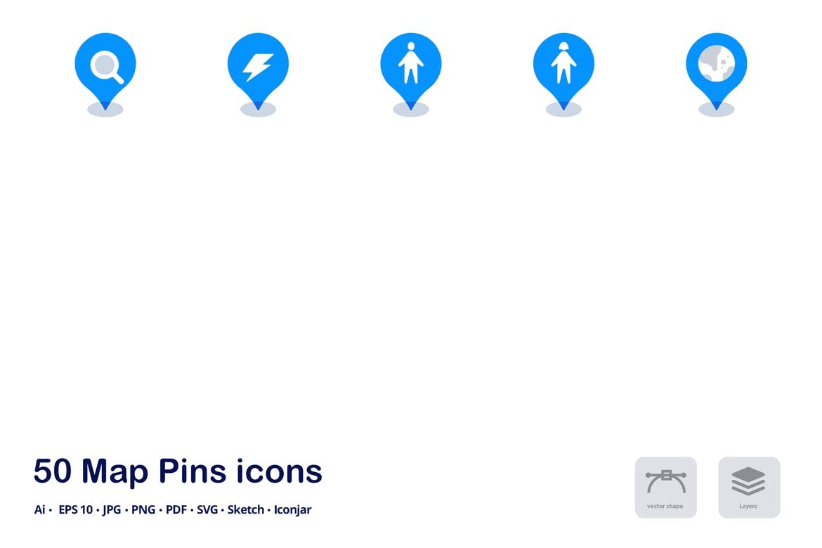 地图图钉双色调扁平化矢量图标 Map Pins Accent Duo Tone Flat Icons插图(3)