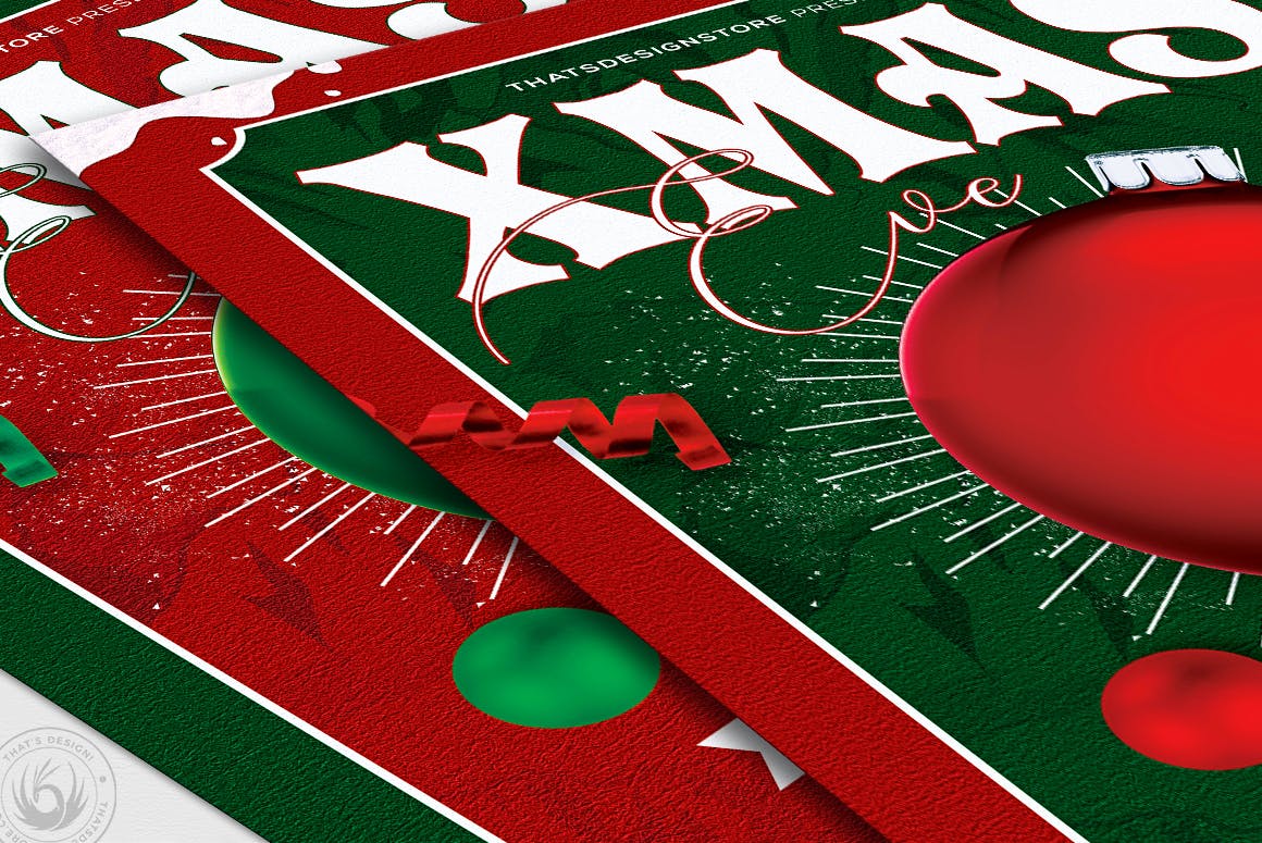 平安夜音乐鸡尾酒狂欢活动传单海报设计模板v9 Christmas Eve Flyer Template V9插图(5)