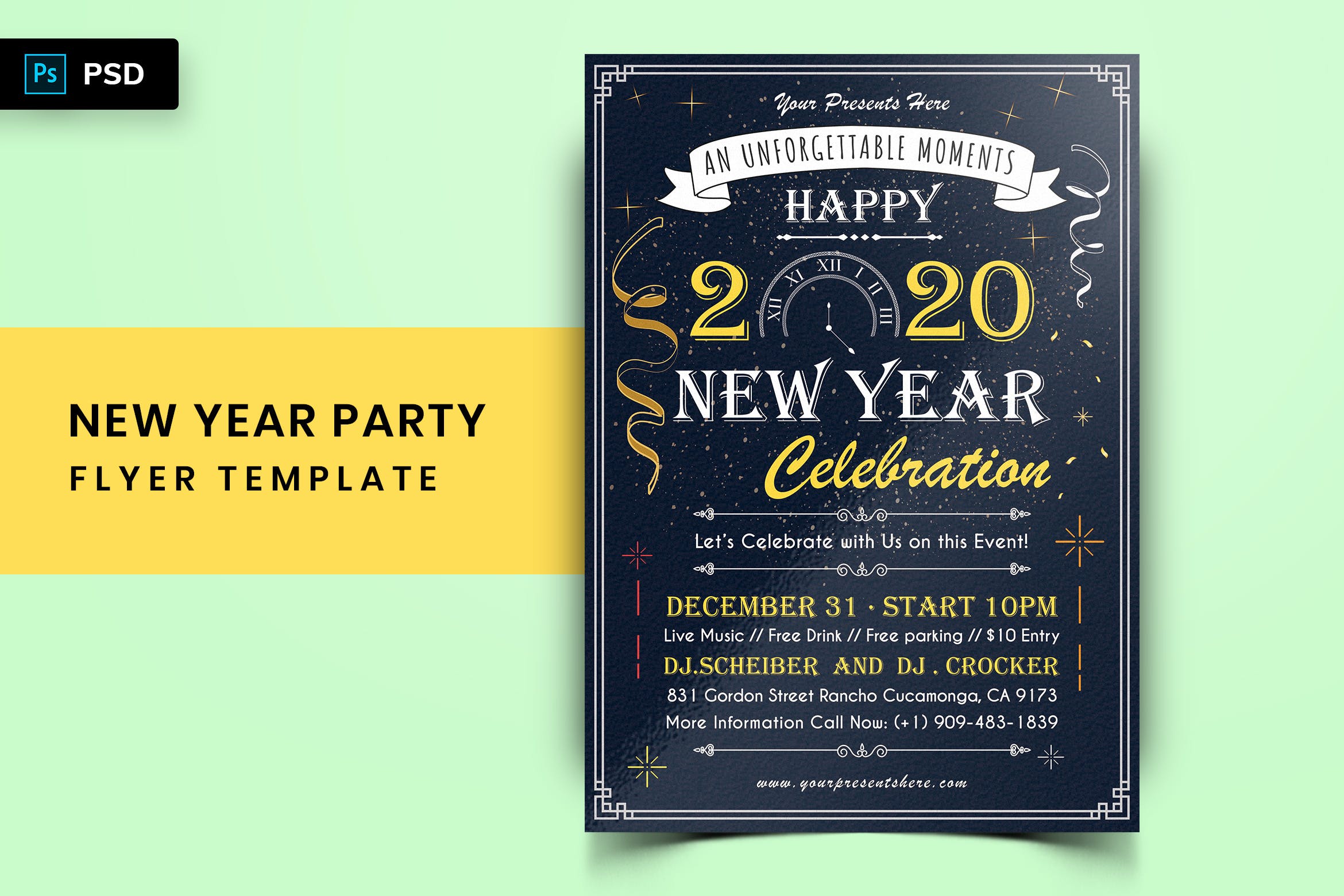 2020年新年迎接主题活动海报传单模板v4 New Year Party Flyer-04插图