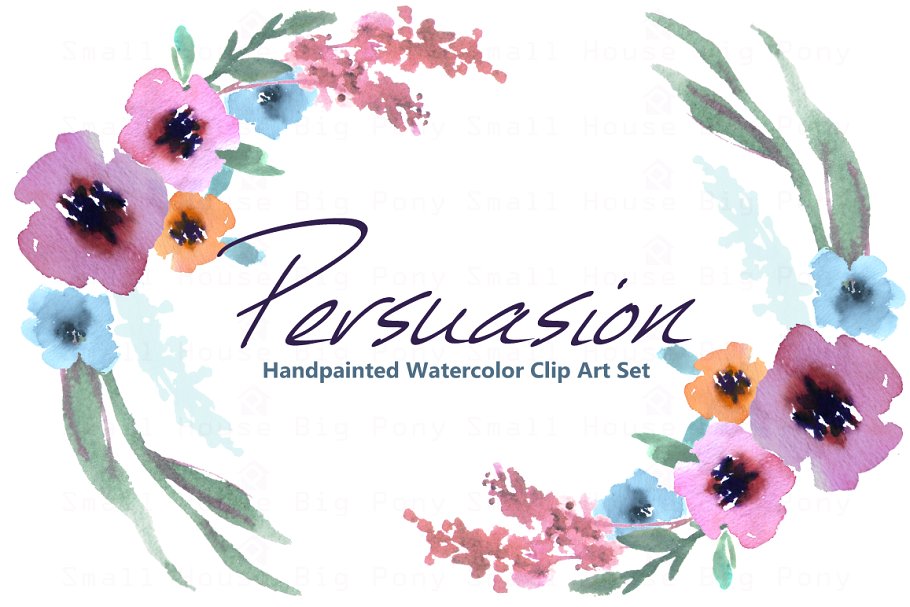 水彩花卉剪贴画合集 Persuasion-Watercolor Clip Art插图(3)
