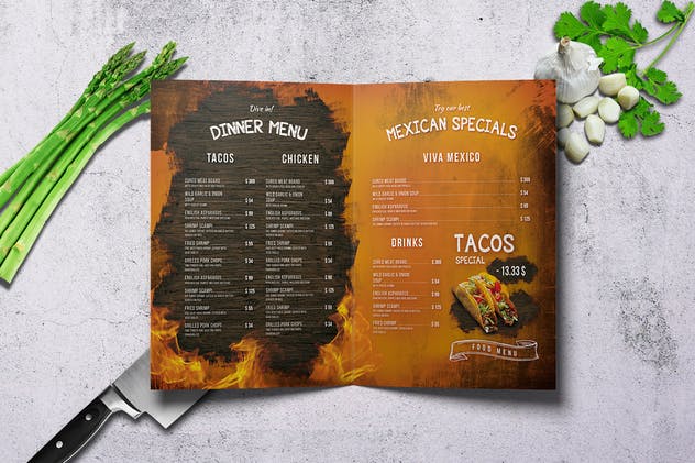 墨西哥餐厅菜单套餐设计模板 Mexican Menu Bundle A4 & US Letter插图(2)