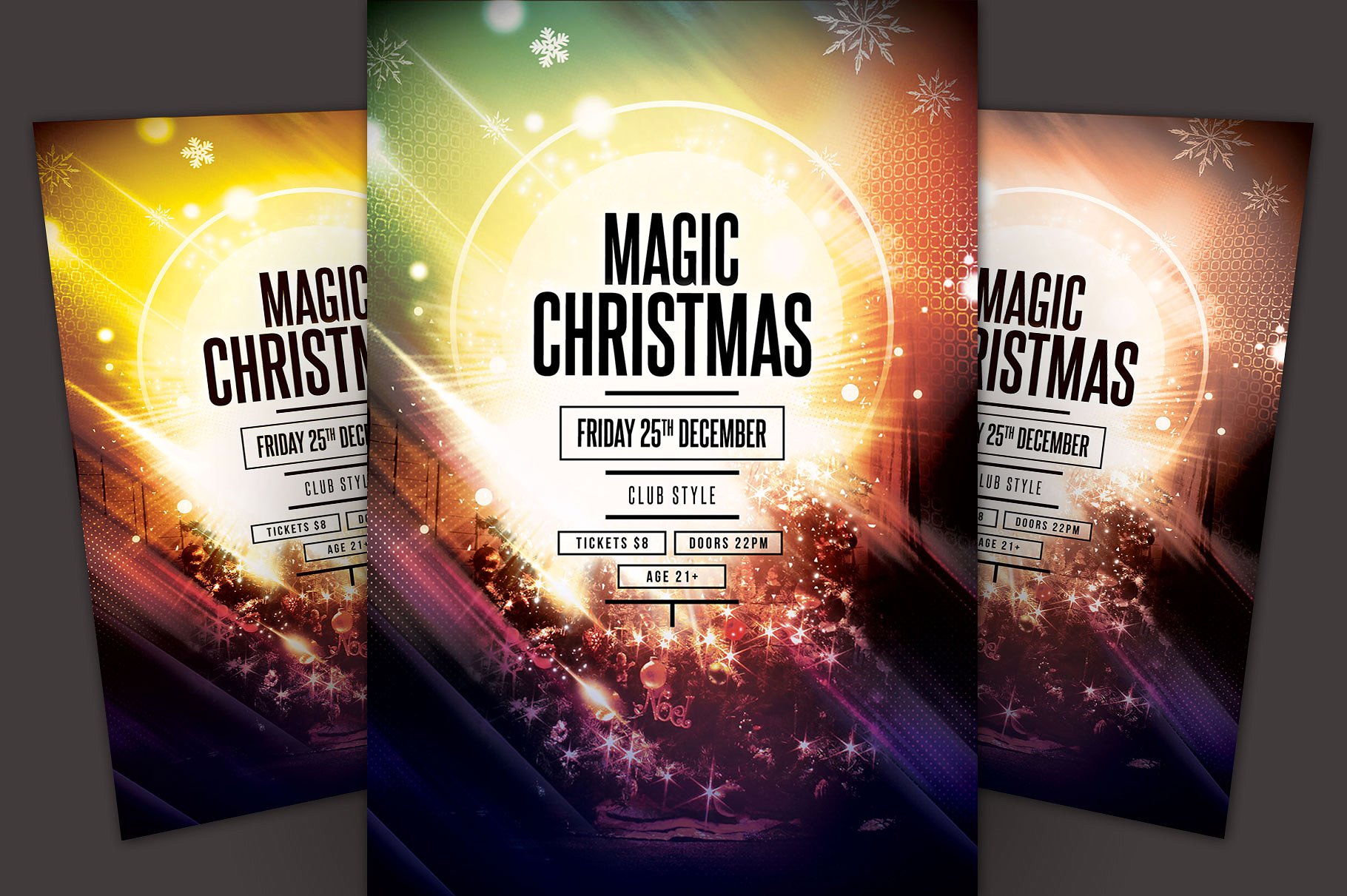 魔幻圣诞节活动传单模板 Magic Christmas Flyer Template插图
