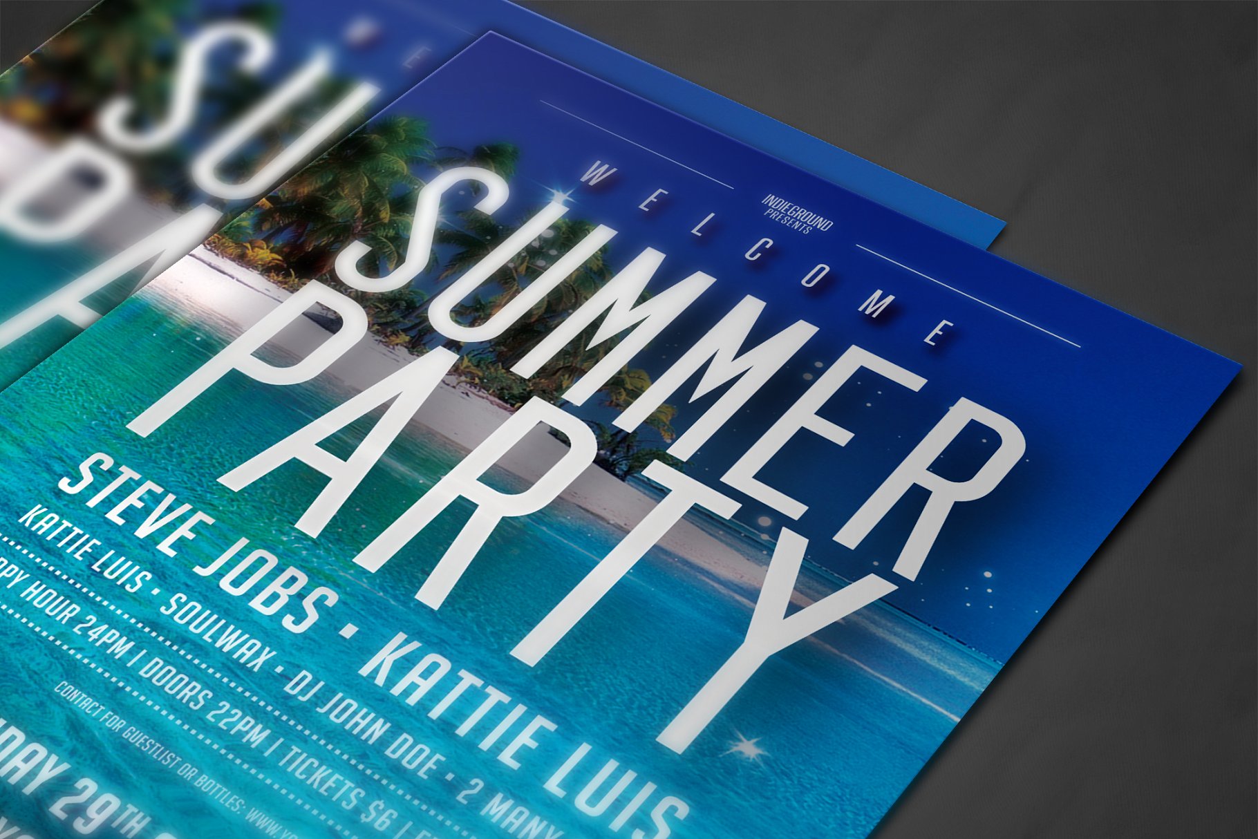 酒店/景点夏季海边沙滩活动派对传单 Summer Party Flyer插图(3)