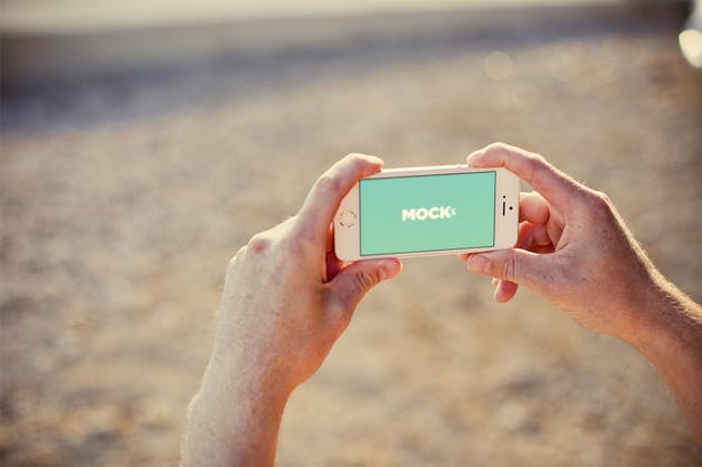 夏季海滩场景手持iPhone SE样机模板 iPhone SE Summer Mockups插图(5)