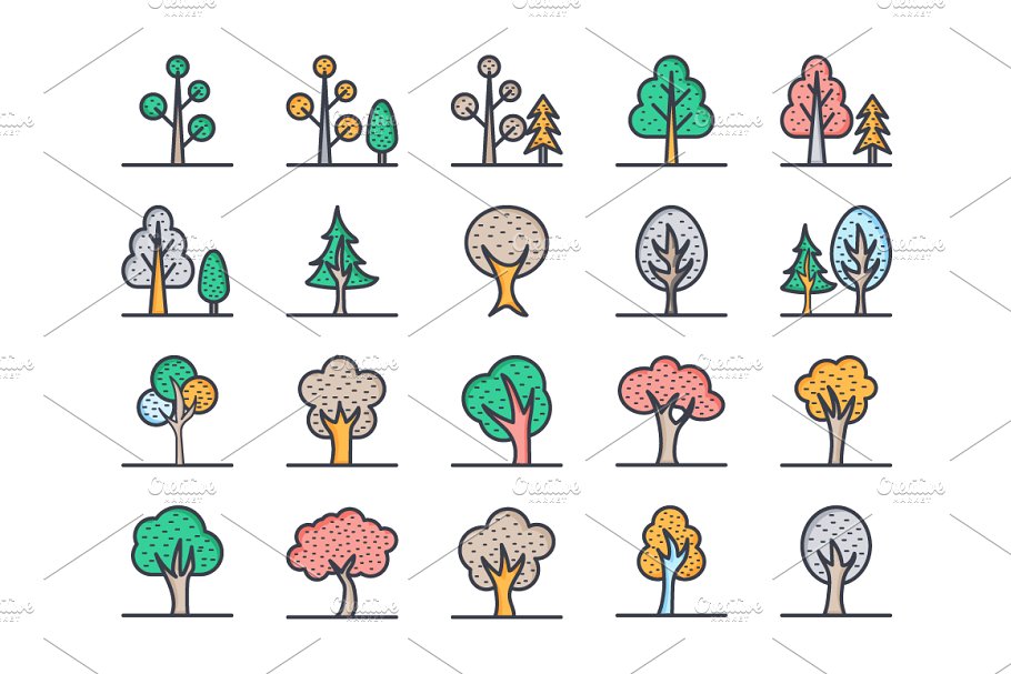 125多个大自然资源图标集  125+ Flat Nature Icons Set插图(4)