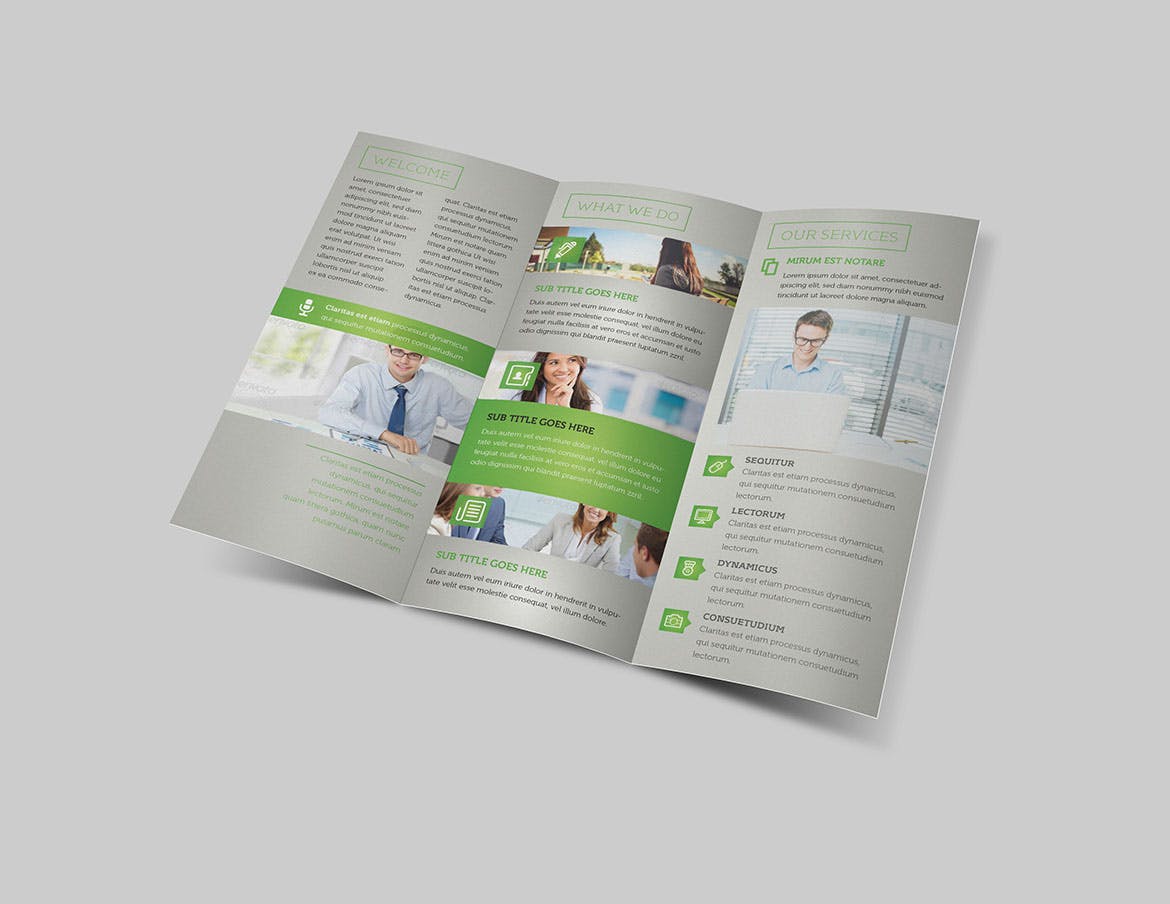 地产金融公司三折页宣传单设计模板 Light Business Trifold插图(1)