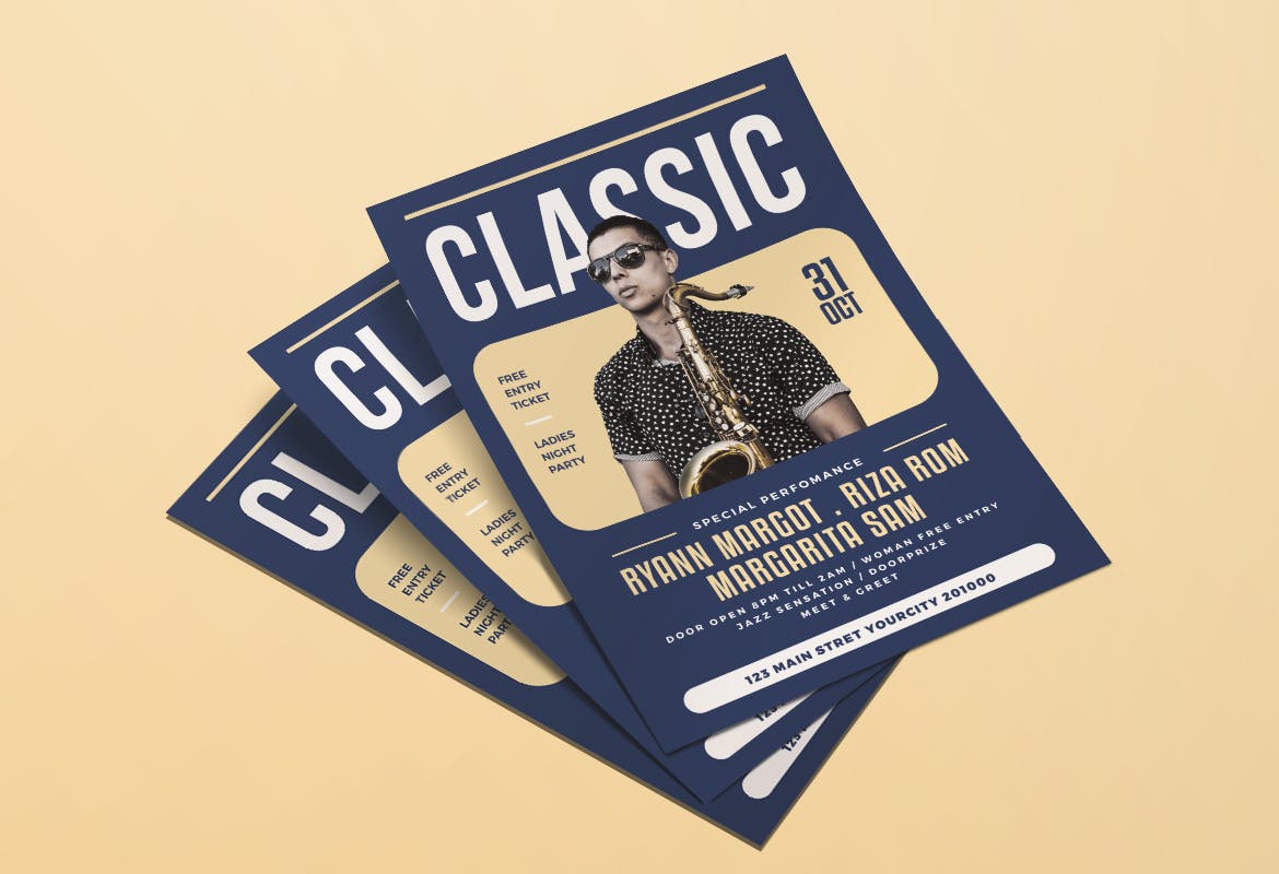 经典音乐会/音乐派对海报传单设计模板 Classic Music Flyer插图(3)
